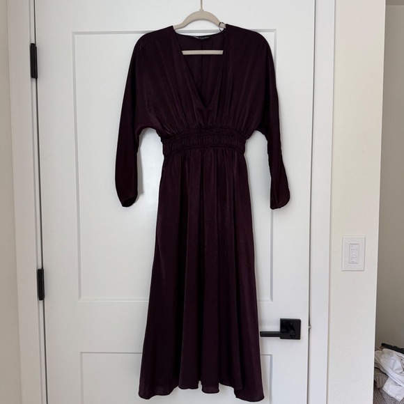 Zara v neck fit and flare midi dress satin‎ - Picture 1 of 7